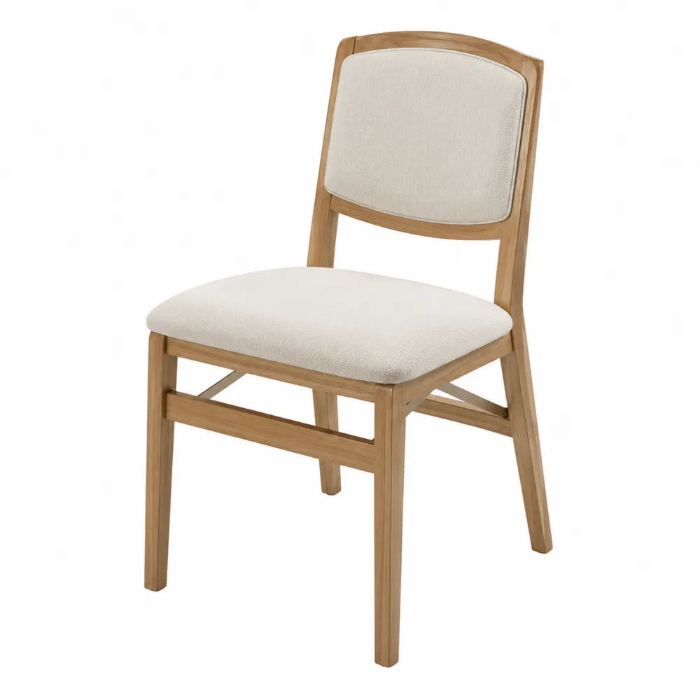 Sedia da pranzo in legno e tessuto beige