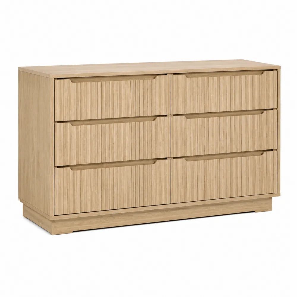 Cassettiera in legno con 6 cassetti in rovere naturale